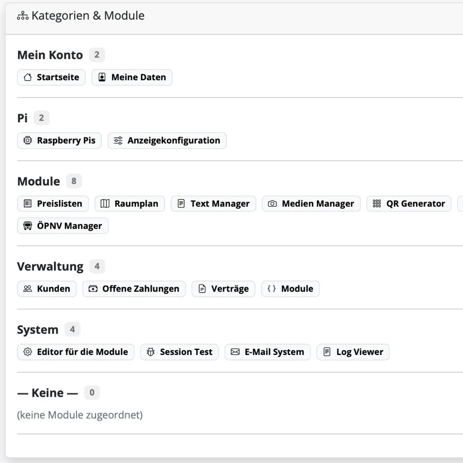AffenHub – Modulübersicht