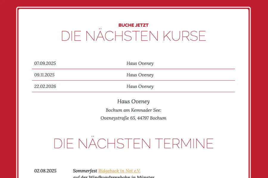 Dogs Aid Kursübersicht